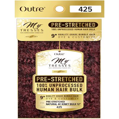 Outre Mytresses-Gold-Prestretched Natural 4C Kinky Bulk 12" (Natural Black)