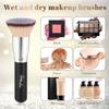 Flat Top Kabuki Foundation Brush, Makeup Brushes Foundation Brush for Liquid Makeup Blending Mineral Cream Powder Buffing Stippling Flawless Face Brush (Black) view 3