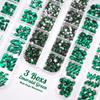 qiipii 3 Boxes Emerald Green Nail Rhinestones 240 Multi-Shapes Big Gems Dark Green Flatback Round Beads K9 Glass Crystals Stones Nail Art Charms for Nails Face Eyes Makeup DIY Crafts Tumblers Bottles view 2