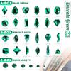 qiipii 3 Boxes Emerald Green Nail Rhinestones 240 Multi-Shapes Big Gems Dark Green Flatback Round Beads K9 Glass Crystals Stones Nail Art Charms for Nails Face Eyes Makeup DIY Crafts Tumblers Bottles view 3