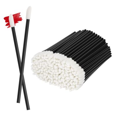 ChefBee 200PCS Lip Gloss Applicators Disposable, Lint Free Lip Brush Lipstick Applicator Wands, Beauty Tool Kits Black