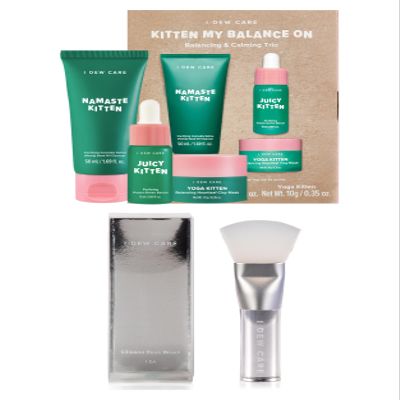 I Dew Care Skincare Set - Kitten My Balance On + Soft Silicone Face Mask Brush Bundle