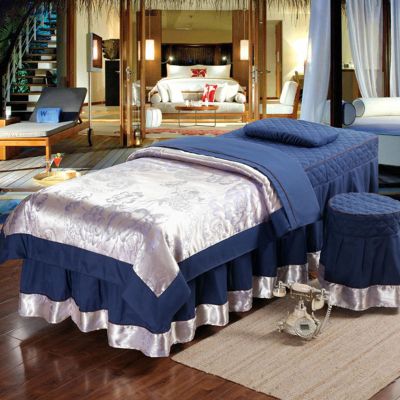 MIPOPS Microfiber Massage Table Sheet Set, Premium Facial Bed Cover, Beauty Salon Massage Table Skirt Set Bedspreads Bed Skirt Sheet(Blue,190x70cm(75x28inch))