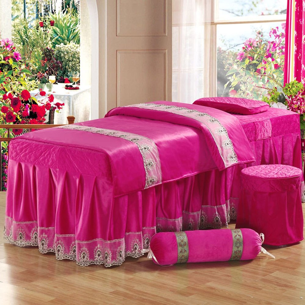 MIPOPS Premium Microfiber Massage Sheet Set, SPA Treatment Beauty Salon Massage Table Bed Skirt for Body Fumigation Physiotherapy(D,190x80cm(75x31inch))