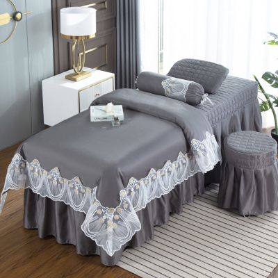 MIPOPS Soft Microfiber Massage Table Sheets Set 4 Piece Set, Premium Facial Bed Cover, Includes Flat and Fitted Sheets with Face Cradle Cover(M,190x70cm(75x28inch))