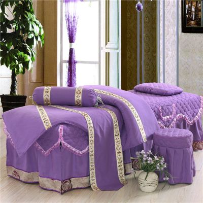 MIPOPS 4-Piece Microfiber Massage Table Sheet Set, Includes Flat Sheet, Fitted Sheet and Fitted Face Rest Cover(A,180x60cm(71x24inch))