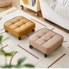 ZHOUXIAO Low Rolling Stool with Brake Wheels,Pedicure Stool, Square Roller Seat Short Rolling Foot Stools with Universal Swivel Caster Wheels Leather Little Small Stools grey1 view 2