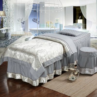 MIPOPS Microfiber Massage Table Sheet Set, Premium Facial Bed Cover, Beauty Salon Massage Table Skirt Set Bedspreads Bed Skirt Sheet(Gray,180x60cm(71x24inch))