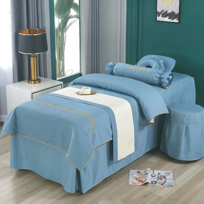 MIPOPS Soft Microfiber Massage Table Sheets Set 4 Piece Set, Includes Massage Table Cover, Massage Fitted Sheet, and Massage Face Rest Cover for Massage Tables(D,185x70cm(73x28inch))