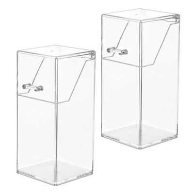 DOITOOL Acrylic Makeup Brush Holder with Lid Clear Pen Holder Storage Box Dust-Free Cosmetic Organizer for Vanity and Desktop 4.33 X 3.35 X 4.33 Inch