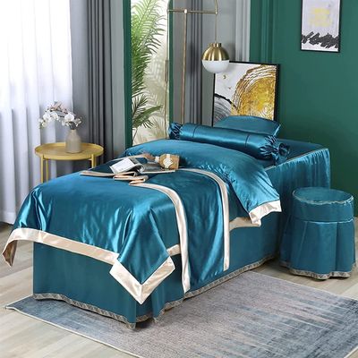 MIPOPS 4-Piece Massage Table Sheet Set, Soft Cotton Facial Bed Cover, Includes Flat and Fitted Sheets with Face Cradle Cover(C,190x80cm(75x31inch))