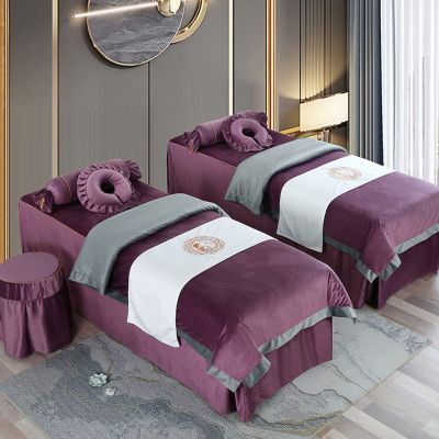 MIPOPS Microfiber Massage Table Sheet Set, Solid Color Soft Beauty Salon Massage Table Skirt Set for Body Physiotherapy Massage(B,190x80cm(75x31inch))