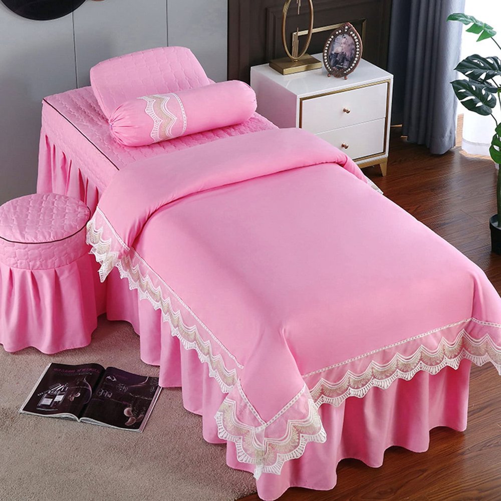MIPOPS Massage Table Sheets Sets, Protective Spa Treatment Sheet Set for Massage Tables, Machine Washable, Includes Massage Fitted Sheet and Face Rest Cover(C,180x60cm(71x24inch))