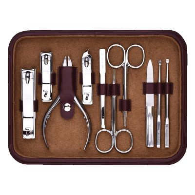 BONAD Toenail Clippers Adult Fingernail Clippers,Household Manicure Set Tweezers and Nail Clipper Set 10 in 1 Stainless Steel Pedicure Care Grooming Kit with Portable Travel Case Nail Clipper Set