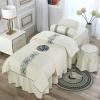 MIPOPS 4-Piece Massage Table Fitted Sheets, Soft Cotton Facial Bed Cover, Includes Flat and Fitted Sheets with Face Cradle Cover(Beige,185x70cm(73x28inch)) view 1