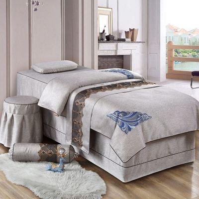 MIPOPS Massage Table Sheet Set, 4-Piece Salon Bed Cover Spa Massage Table Skirt Includes Pad and Face Rest Cover for Body Fumigation Physiotherapy(D,190x80cm(75x31inch))