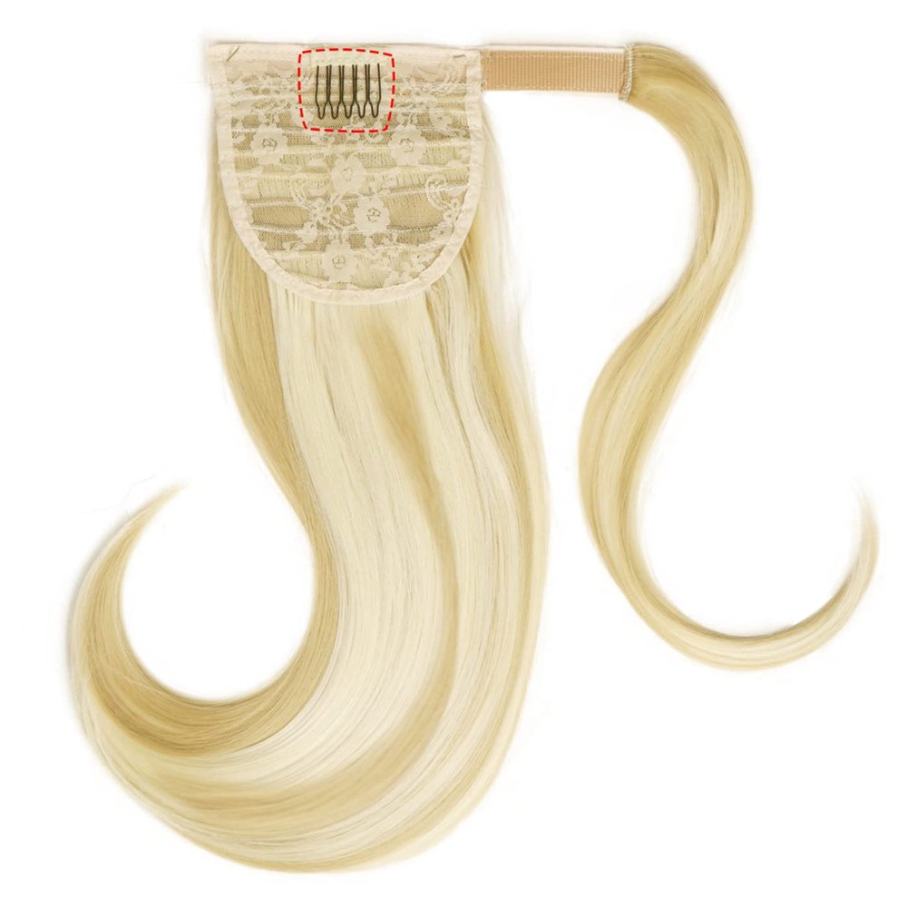 18-inch Synthetic Short Bounce Wraparound Ponytail Extension with Clip-In Resistant Hair, Suitable for Women (White 1)