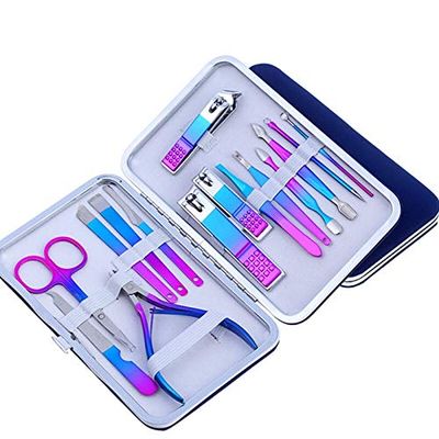 BONAD Toenail Clippers Professional Nail Cutter Pedicure Scissors Set Stainless Steel Eagle Hook Portable Manicure Nail Clipper Tool Set Nail Clipper Set (Color : 12pcs Pink)