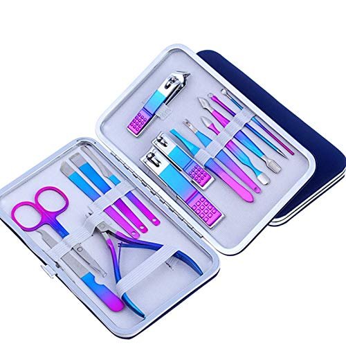 BONAD Toenail Clippers Professional Nail Cutter Pedicure Scissors Set Stainless Steel Eagle Hook Portable Manicure Nail Clipper Tool Set Nail Clipper Set (Color : 12pcs Pink)