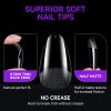 Gelike ec Short Almond Nail Tips: 240PCS Soft Gel Tips for Almond Shaped Full Cover Gel Nail Tips Pre Etched - PMMA Resin Clear False Nails 10 Sizes view 4