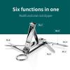 Toenail Clippers Multifunctional Nail Clipper Stainless Steel Six Functions Nail Files Bottle Opener Small Knife Scissors Nail Cutter Nail Clipper Set (Color : Mr-1098SL) view 3