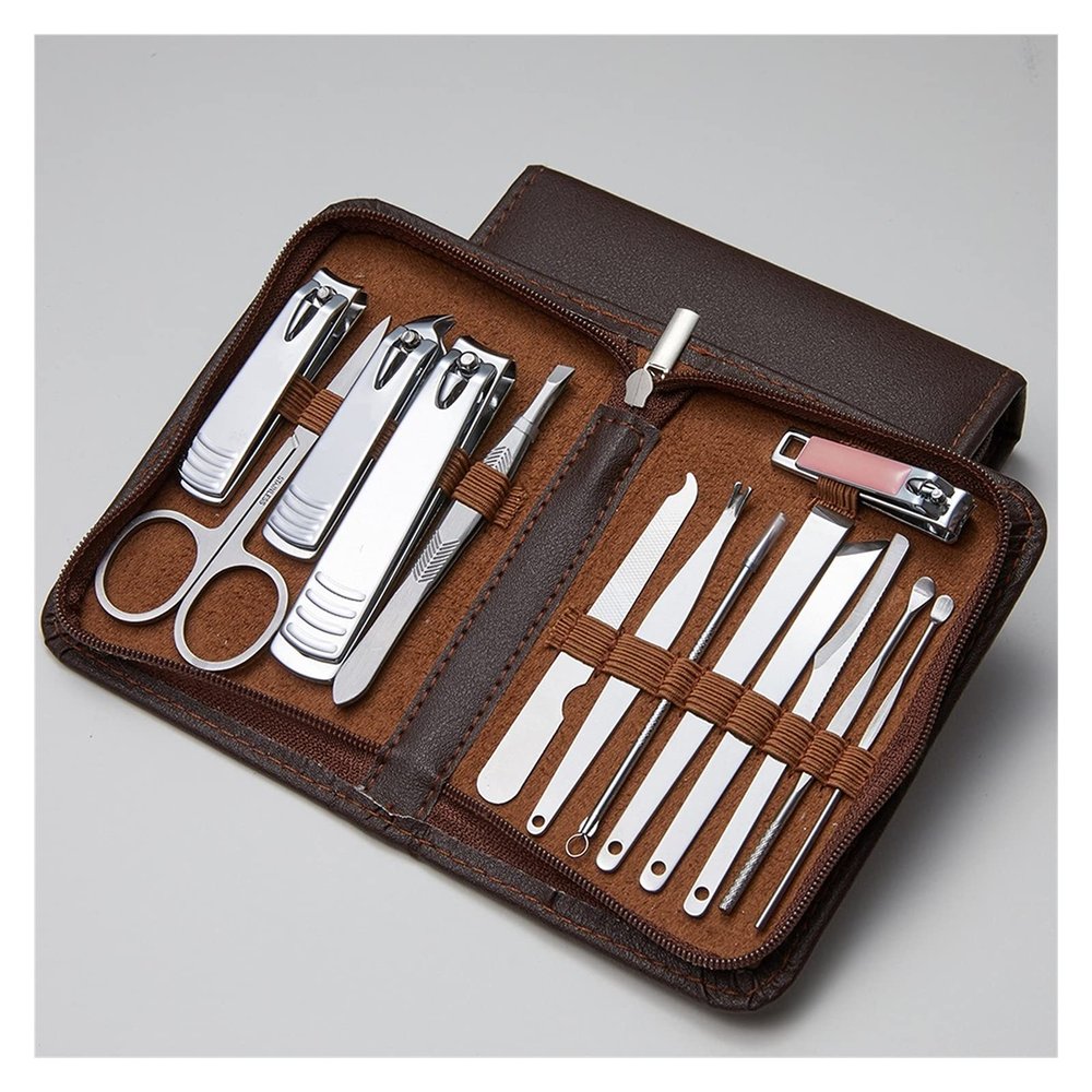 BONAD Toenail Clippers 20/14/10/6pcs Stainless Steel Nail Clippers Fingernail Toenail Nail Cutter Scissors Grooming Kit Pedicure Manicure Tools Nail Clipper Set (Color : A2 14Pcs)