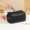 bagINBAG QIANPA Makeup Bag, Large Double Layer Waterproof Travel Bag with Handle and Brush Compartment for Women (Black) view 2