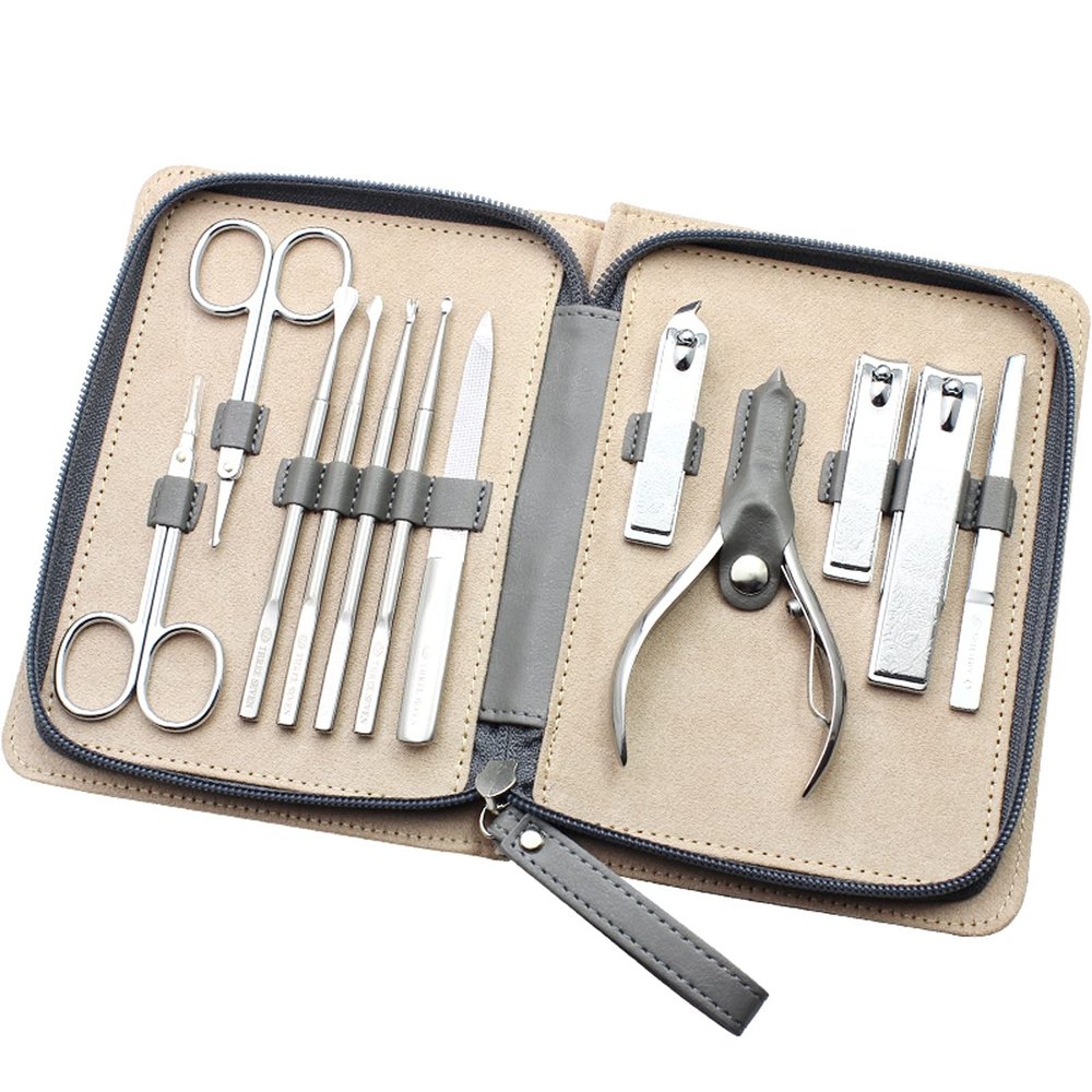 BONAD Toenail Clippers Portable Nail Clipper Set 12 in 1 Stainless Steel Professional Grooming Kit Travel Manicure Set with Luxurious Travel Case Ideal Gift Nail Clipper Set