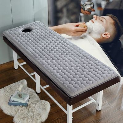 Memory Foam Massage Bed Topper Spa Bed Table Mattress Pad with Elastic Band Thicken Lash Bed Cushion Cover for Tattoo Table Beauty Salon Bed Round Head Face Breath Hole,Gray,80x190cm