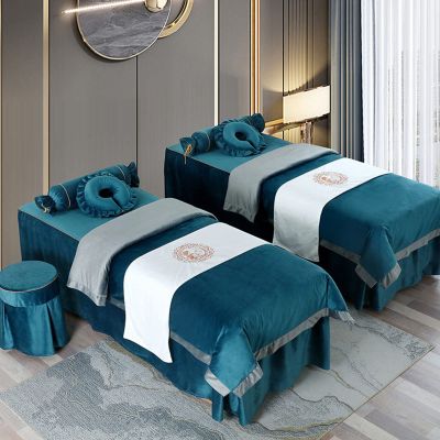 MIPOPS Microfiber Massage Table Sheet Set, Solid Color Soft Beauty Salon Massage Table Skirt Set for Body Physiotherapy Massage(A,190x80cm(75x31inch))