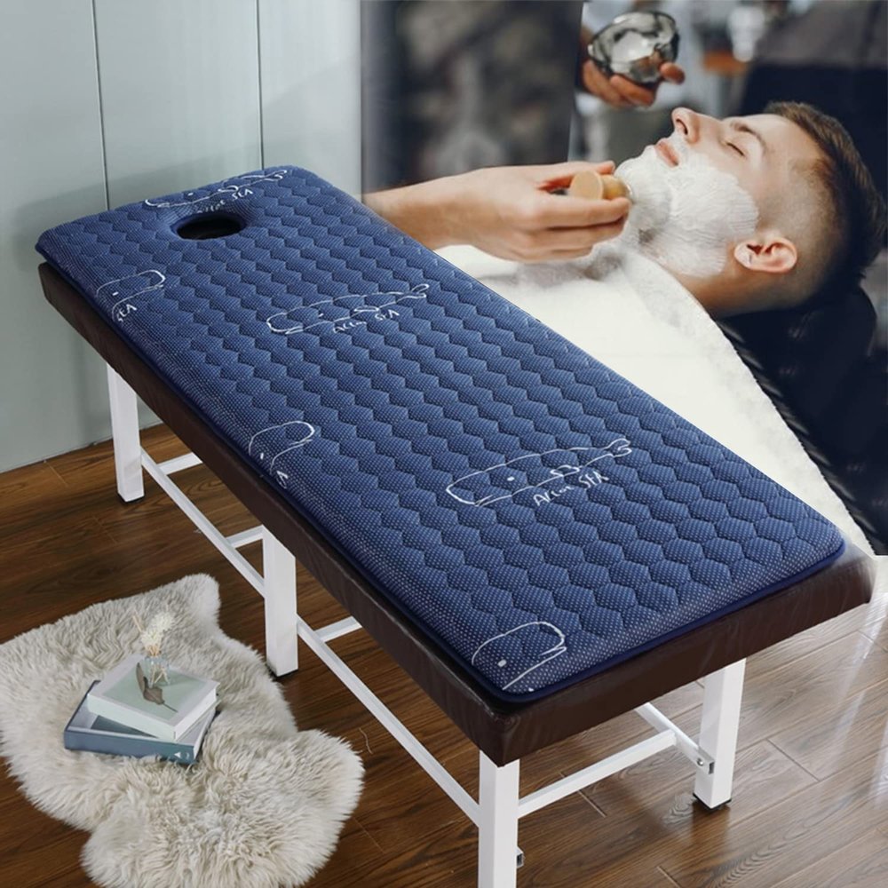 Memory Foam Massage Bed Topper Spa Bed Table Mattress Pad with Elastic Band Thicken Lash Bed Cushion Cover for Tattoo Table Beauty Salon Bed Round Head Face Breath Hole,Radish,60x180cm