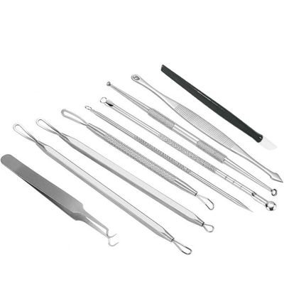 9 PCS Blackhead Remover Pimple Popper Tool Kit,Black Head Removal Extractor for Acne Comedone Whitehead Popping Zit Blemish Facial Skin Care Tools