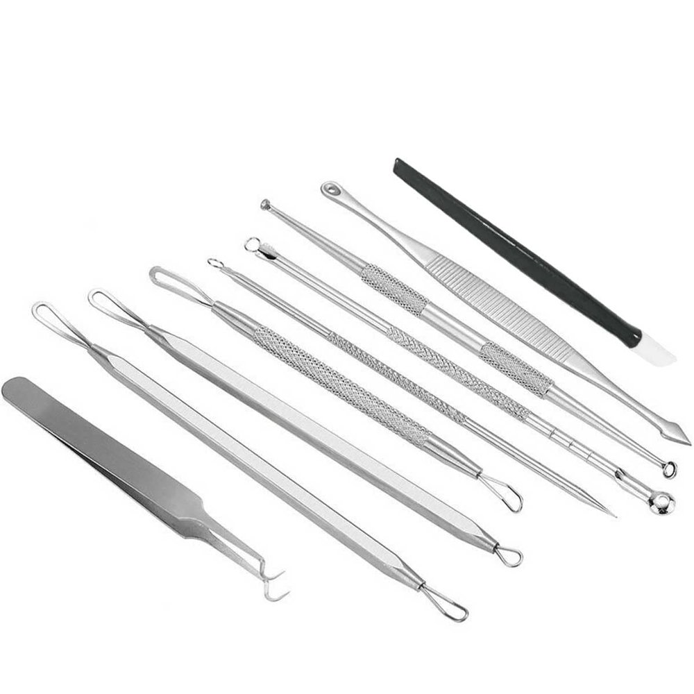 9 PCS Blackhead Remover Pimple Popper Tool Kit,Black Head Removal Extractor for Acne Comedone Whitehead Popping Zit Blemish Facial Skin Care Tools