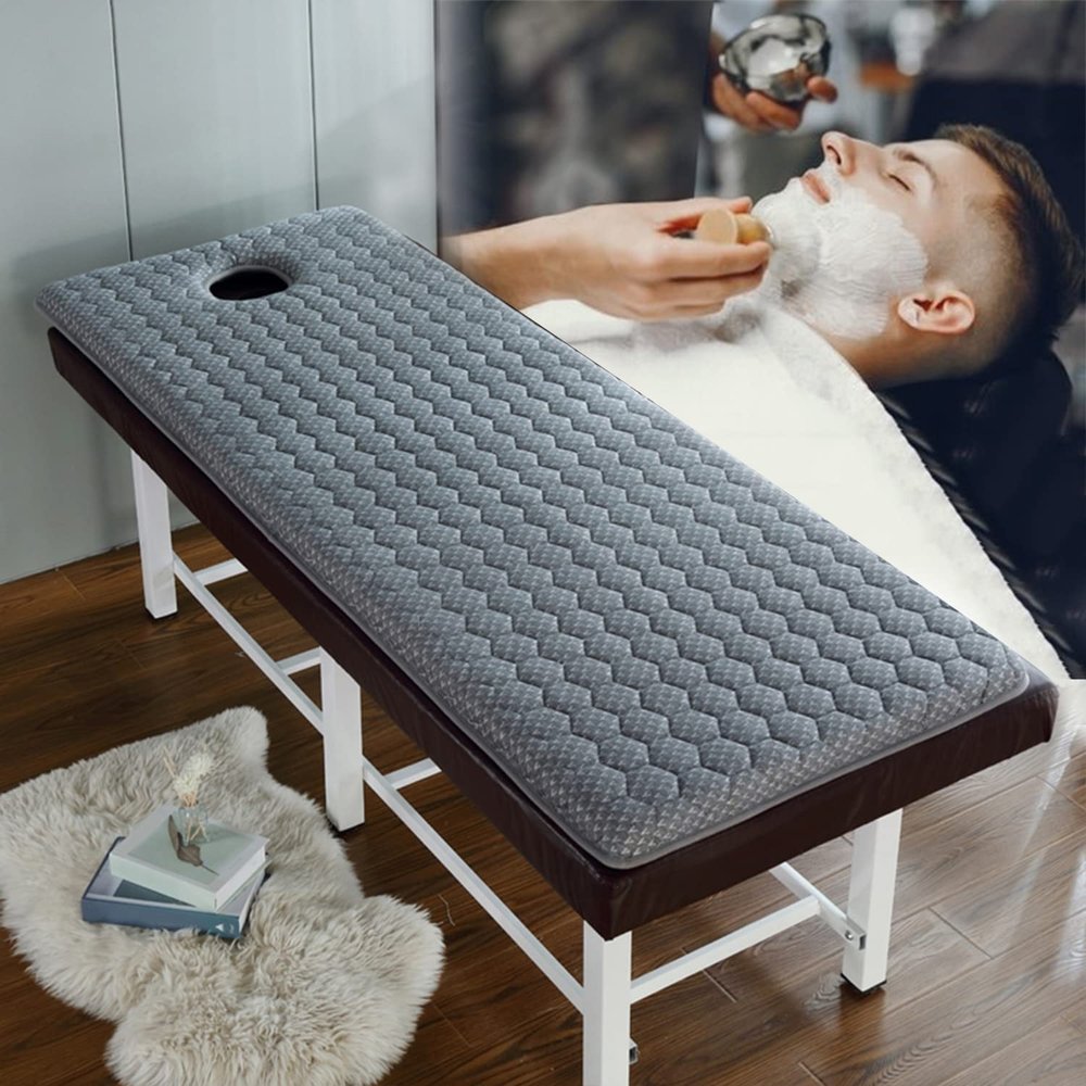 Memory Foam Massage Bed Topper Spa Bed Table Mattress Pad with Elastic Band Thicken Lash Bed Cushion Cover for Tattoo Table Beauty Salon Bed Round Head Face Breath Hole,Style,60x180cm