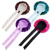 4 Pieces Womens Solid Satin Bonnet with Wide Stretch Ties Long Hair Care Night Sleep Adjust Hair Styling Cap Silk Shower Cap view 1