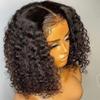 13x6 Human Hair HD Transparent Lace Front Human Hair Wig Short Bob Curly Glueless Wigs for Black Women 150% Density with Baby Hair Brazilian Remy Hair Pre Plucked Natural Hairline 8inch view 1