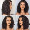 13x6 Human Hair HD Transparent Lace Front Human Hair Wig Short Bob Curly Glueless Wigs for Black Women 150% Density with Baby Hair Brazilian Remy Hair Pre Plucked Natural Hairline 8inch view 4