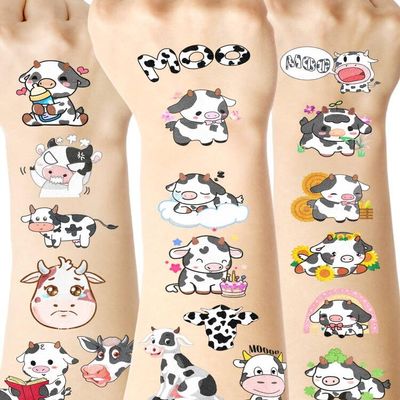 152 Pieces Cow Temporary Tattoos,16 Sheets Cow Themed Tattoos Stickers Party Decoration Supplies Party Decoration