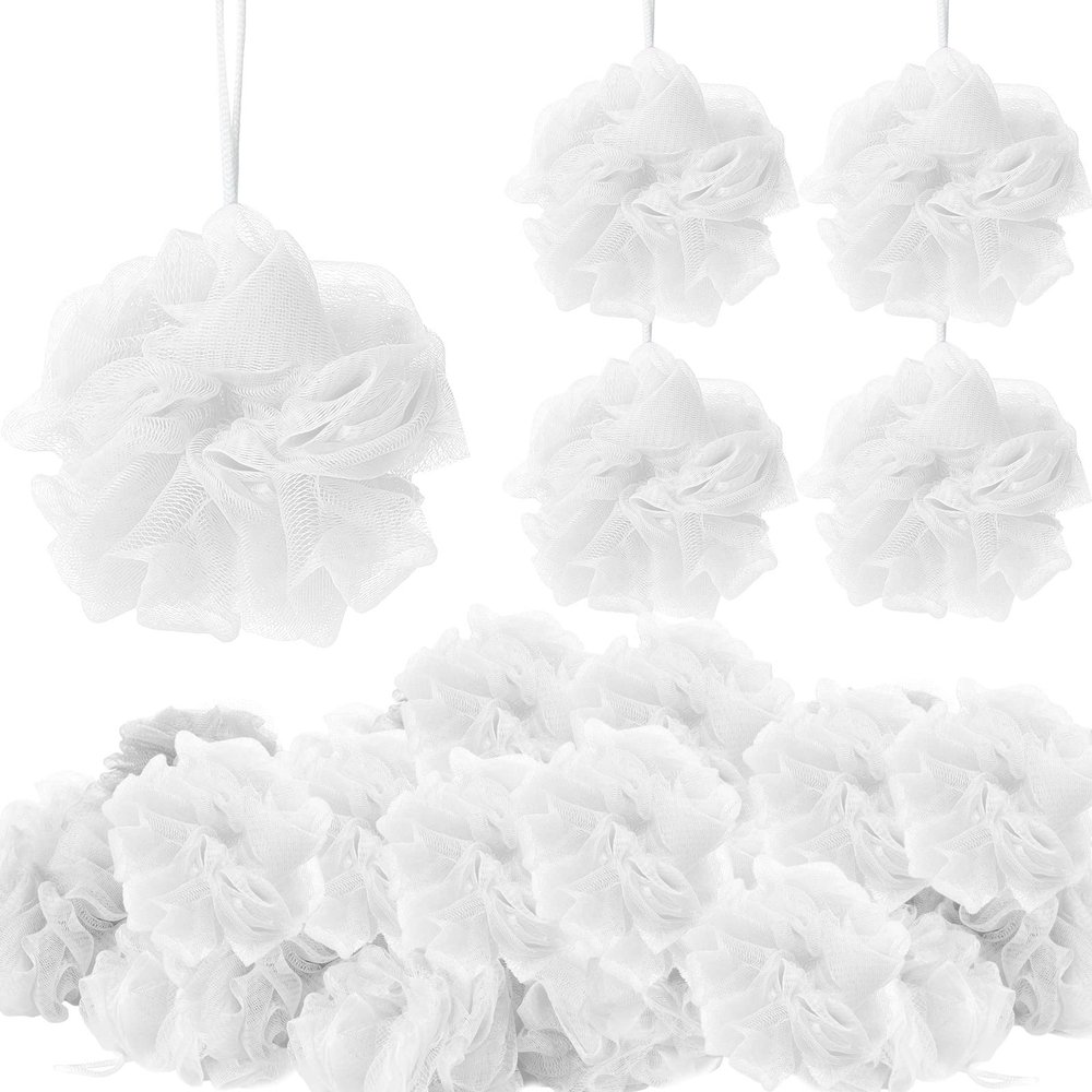 Chengu 80 Pcs Loofah Bulk Sponge Bath Sponges for Shower Bath, Travel, Baby, Women, Men, 20g (White)