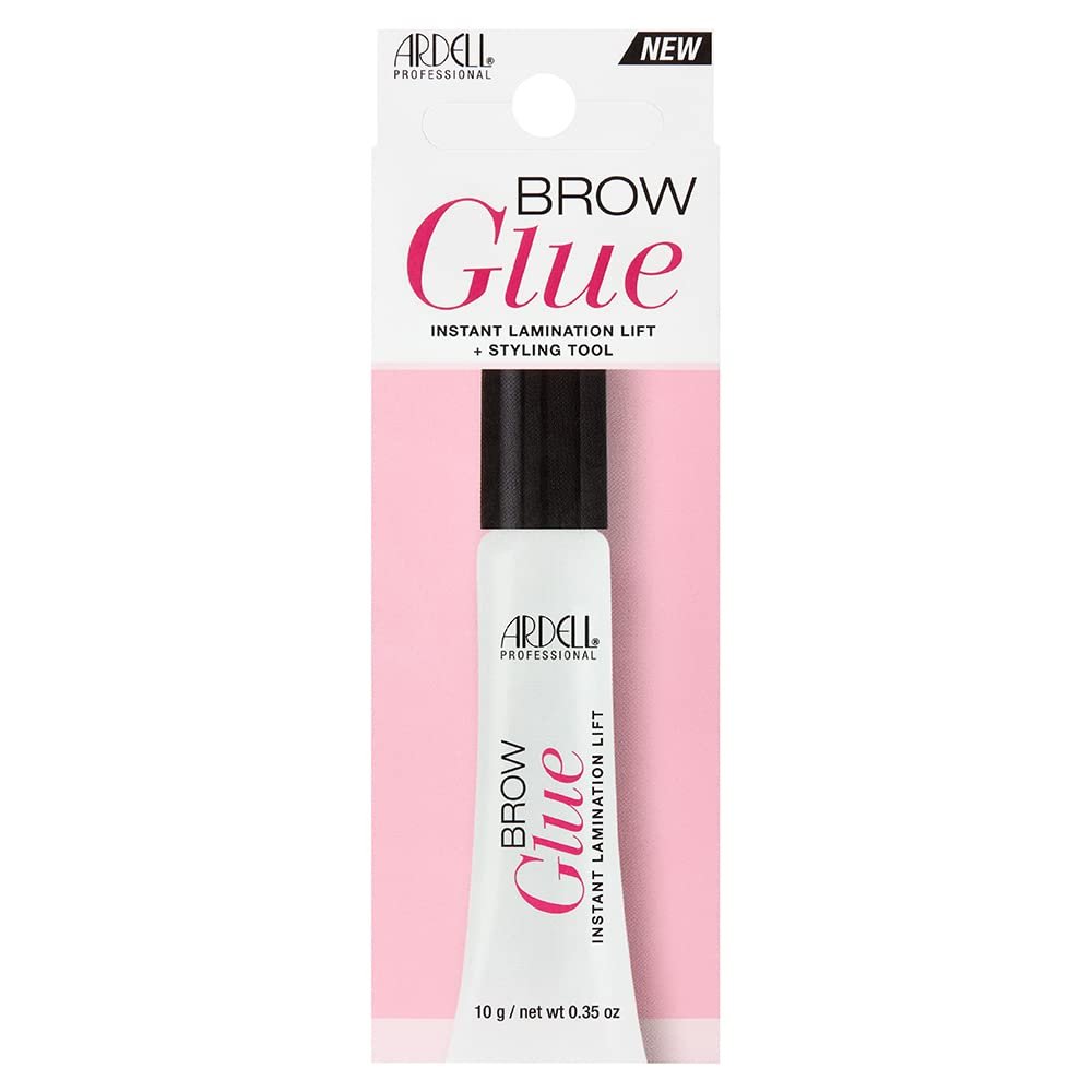 Ardell Brow Glue Clear Eyebrow Gel for Instant Lamination Lift with Styling Brush, All day Extreme Hold Brow Gel for Fluffy Defined Brows, 0.35 oz