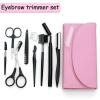 8PCS/SET Professional Eyebrow Shaping Grooming Kit - Beauty Tools Set with Leather Bag Eyebrow Grooming Kit for Women & Men, Eyebrow Trimming Kit With Razor Eyebrow Scissors and Brush with Comb view 3