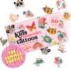Kids Temporary Tattoos - Made in Europe Hypoallergenic, Pre-Cut, 50 Pcs Original Kid Tattoos, Designs with Sea World, Butterflies, Flowers, Motivational Words - Gift Tattoos for Boys and Girls view 1