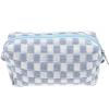 ABOOFAN Make Up Bag Checkered Makeup Bag Travel Toiletry Bag Checkered Cosmetic Bag Portable Makeup Bags Pouch Travel Makeup Pouch for Women Girls Vacation Travel (Sky-Blue) Make Up view 1