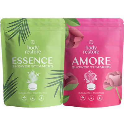 BodyRestore Shower Steamers Aromatherapy (15 Packs x 2) - Gifts for Mom, Gifts for Women & Men, Shower Bath Bombs, Rose, Tea Tree, Essential Oils, Stress Relief