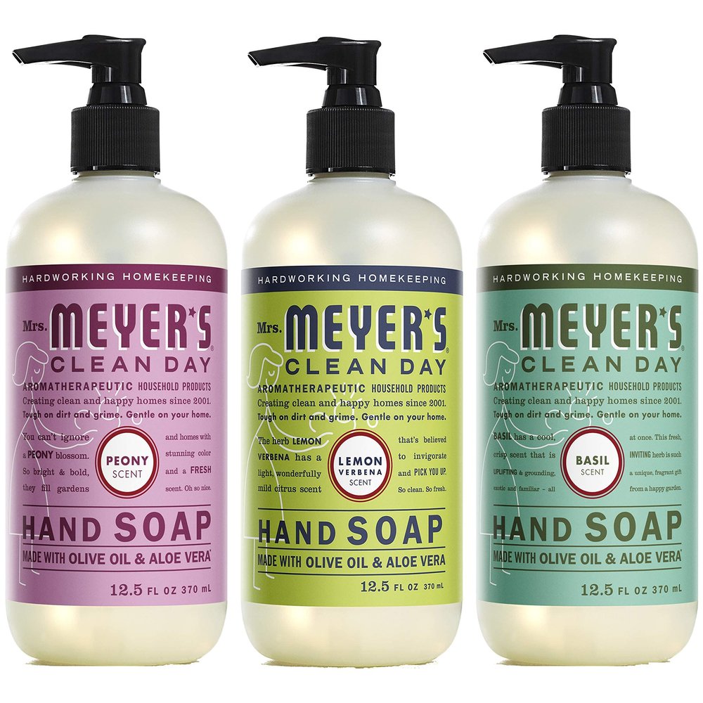 Mrs. MEYER'S CLEAN DAY Liquid Hand Soap Variety Pack 12.5 OZ Each, 3 Count (Lemon Verbena + Basil + Peony)