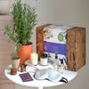 FleurDuBien Lux Lavender Growing Kit & Spa Gift Basket Self-Care Set with Lavender Silk Eye Mask, Mist, Roll-On, Bath Salts, Soy Wax Candle with Perfumist-Crafted Scent Terracotta Pot view 1