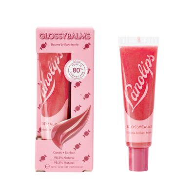Lanolips Glossybalm - Ultra Hydrating Tinted Lip Gloss for Dry, Chapped, Cracked Skin - Flavored Natural Lanolin Lip Balm with Lanolin Oil, Vitamin E & Mica - Candy (12.5g/0.44oz)