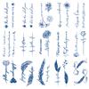 Semi-permanent Inspirational English Tattoos, 15-Sheet Fake Tiny Letters Flower Feather Temporary Tattoo Sticker for Adult Children Face Body Hand view 1