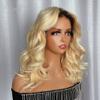 Ombre 613 Blonde Loose Wave Bob Wig 360 Lace Frontal Human Hair Wig Pre Plucked With Baby Hair HD Transparent Lace Dark Roots Brazilian Hair Bleached Knots 150% Density 14Inch view 1