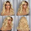 Ombre 613 Blonde Loose Wave Bob Wig 360 Lace Frontal Human Hair Wig Pre Plucked With Baby Hair HD Transparent Lace Dark Roots Brazilian Hair Bleached Knots 150% Density 14Inch view 3